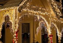 نورپردازی ورودی خانه برای کریسمس